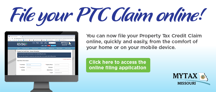 Missouri Property Tax Credit Clain filing information