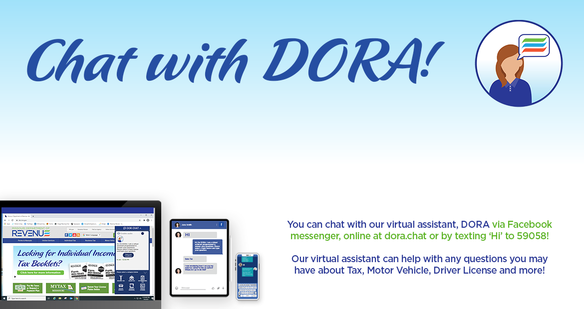 You can chat with our virtual assistant, DORA via Facebook messenger, online at dora.chat or by texting 'Hi' to 59058